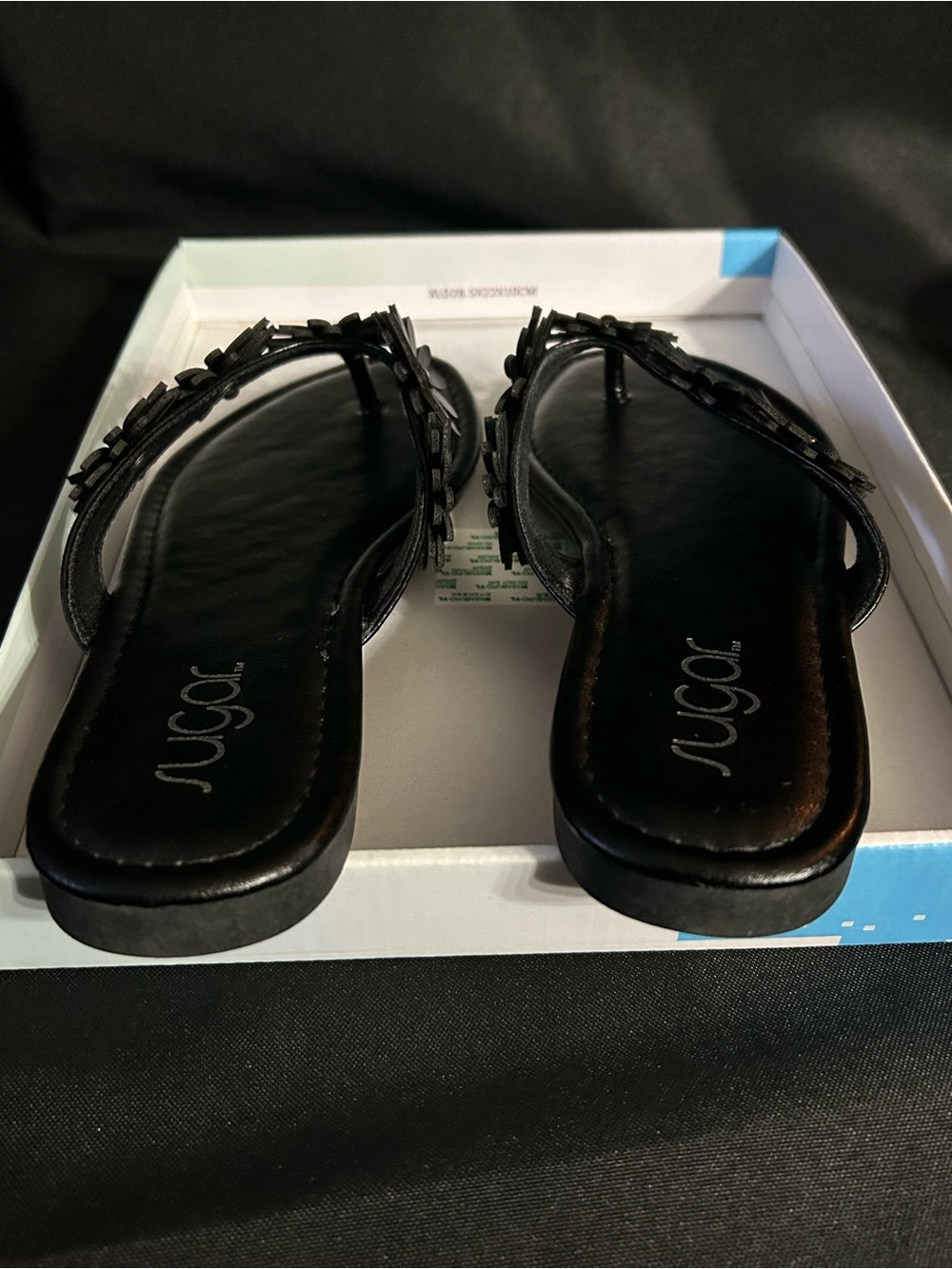 Sugar Finesse Women’s Black Daisy Floral Thong Sandals SZ 9 BNIB - Picture 8 of 14